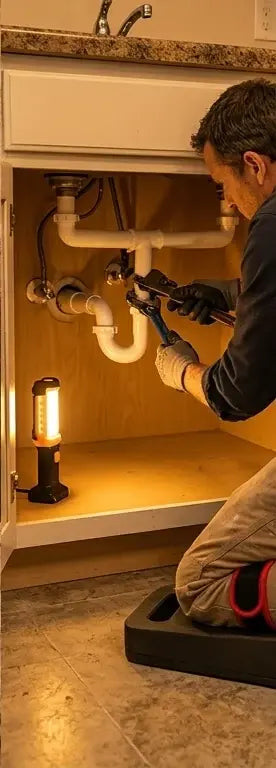 Plumbing and renovation: kneel, reach, stand and reposition without retrieving a loose pad.